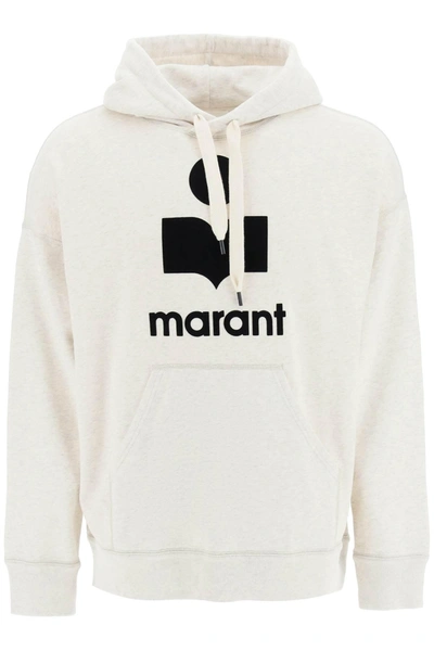Marant 'miley' Hoodie With Flocked Logo In Grey