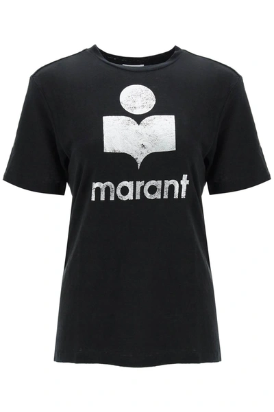 MARANT ETOILE ISABEL MARANT ETOILE ZEWEL T SHIRT WITH METALLIC LOGO PRINT