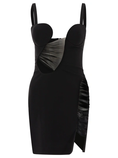 Nensi Dojaka Dress With Tulle Inserts In Black