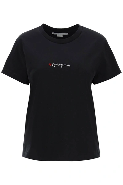 Stella Mccartney Iconics Love Cotton T-shirt In Nero