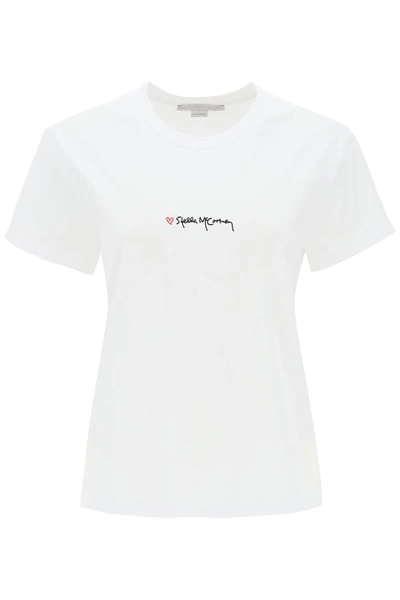 Stella Mccartney Stella Mc Cartney T Shirt With Embroidered Signature In Black