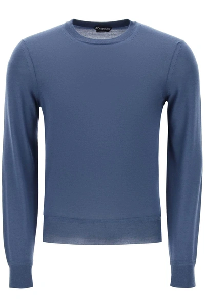 Tom Ford Slim-fit Cashmere Silk-blend Jumper In Blue