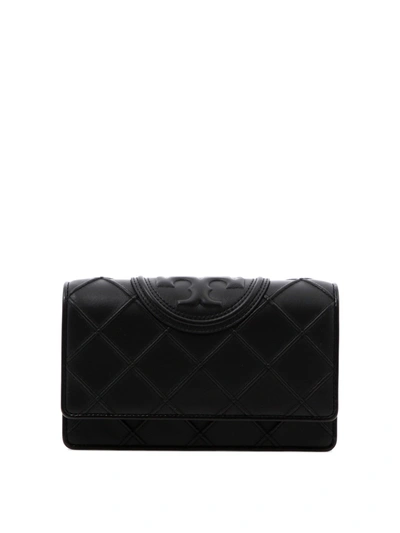 Tory Burch Fleming Soft Wallet With Chain In Black