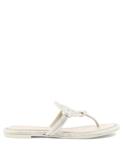Tory Burch Miller Knotted Pave Sandals In White