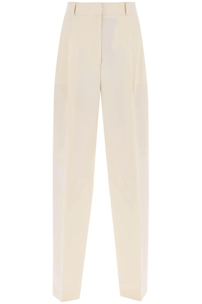 Totême Mid-rise Double-pleated Straight-leg Tailored Trousers In Beige