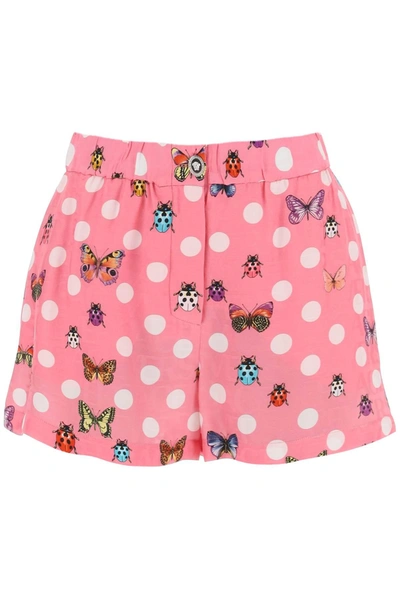 Versace Butterflies&ladybugs Polka Dot Shorts In Pink