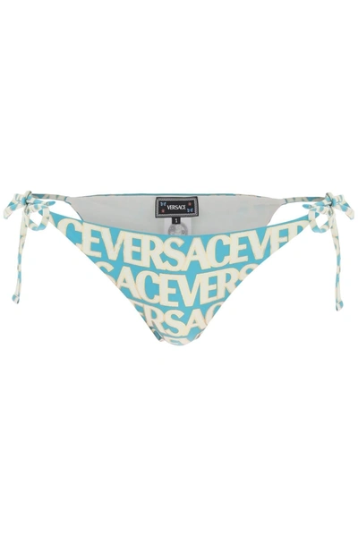 Versace Allover Bikini Bottom In Light Blue