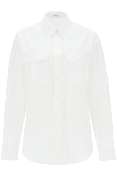 Wardrobe.nyc Maxi Shirt In Cotton Batista In White