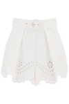 Zimmermann Junie Broderie Anglaise Linen Shorts In Ivory