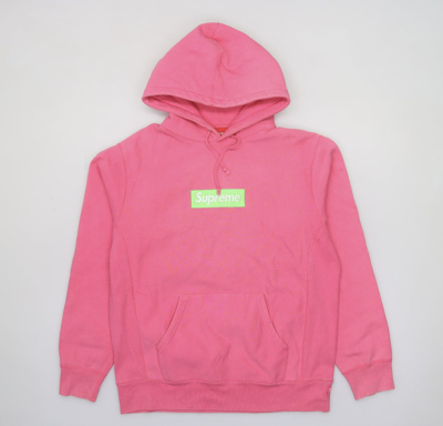 Pre-owned Supreme Fw17 Pale Lime On Pink Magenta Box Logo Hoodie