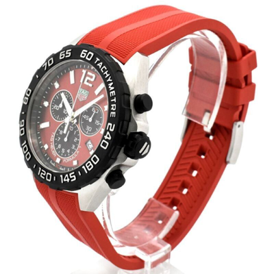 Pre-owned Tag Heuer Formula 1 Chronograph Red Dial 43mm Men's Watch Caz101an.ft8055