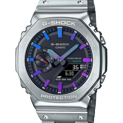 Pre-owned Casio G-shock Gm-b2100pc-1ajf Metal Rainbow Silver Bluetooth Solar Watch