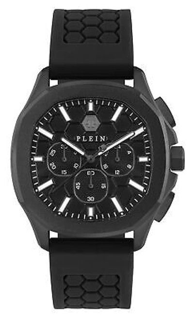 Pre-owned Philipp Plein Black Mens Chronograph Watch $keleton $pectre Pwsaa0823