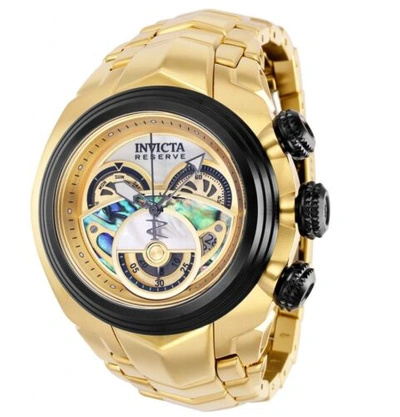 Pre-owned Invicta Reserve S1 Men's 54mm Abalone 18k Gold Plated Swiss Chrono Watch 38867
