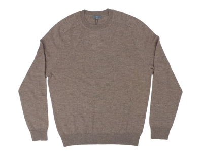 Pre-owned Kier + J All Cashmere Saddle Shoulder Crew Neck Sweater In Heather Rye