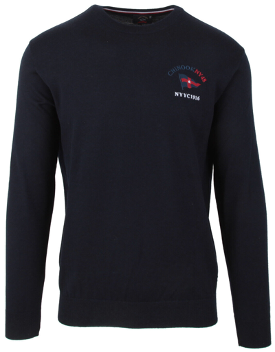 Pre-owned Paul & Shark Yachting Men's Pullover Sweater Jumper Size L 100% Wool Chinook In Blue