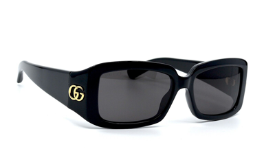 Pre-owned Gucci Gg1403s 001 Black Dark Grey Authentic Sunglasses 54-16 In Gray
