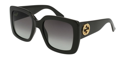 Pre-owned Gucci Gg0141sn 001 Gradient Black/gray Square Women Sunglasses