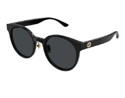 Pre-owned Gucci Round Sunglasses Gg1339sk-001 Full Rim Black Frame Smoke Lenses In Gray