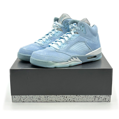 Pre-owned Jordan Dd9336-400 Nike Air  5 Retro Blue Bird Photo Football Grey Metallic Silver