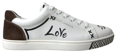 Pre-owned Dolce & Gabbana Dolce&gabbana Men White Sneakers Leather Low Top Athletic Casual Trainer Shoes