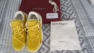 Pre-owned Ferragamo In Box Salvatore  Skylar Yellow Men Sneakers Size 8m