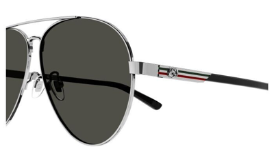 Pre-owned Gucci Pilot Sunglasses Gg1288sa-001-61 Ruthenium Frame Grey Lenses In Gray