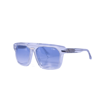 Pre-owned Cazal Rectangular Sunglasses 8040-002 Crystal Silver Frame Blue Gradient Lenses
