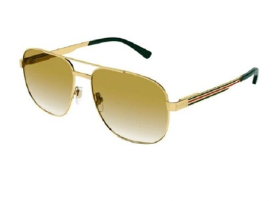 Pre-owned Gucci Sunglasses Gg1223s-001 Gold Frame Brown Gradient Lenses