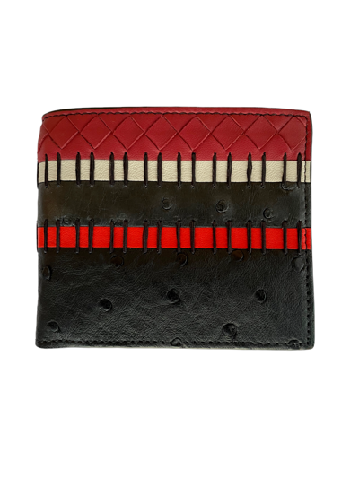 Pre-owned Bottega Veneta Nappa/ostrich Multicolor Leather Bifold Wallet