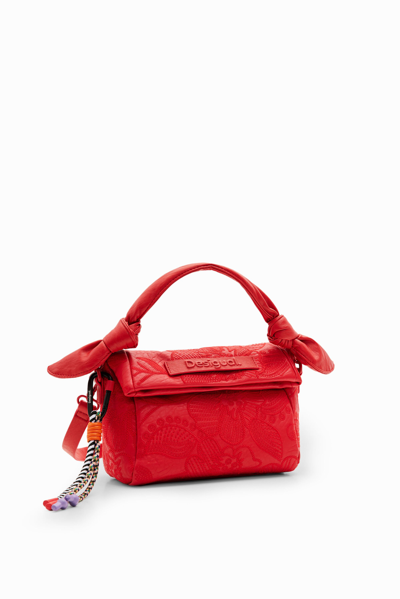 Desigual Xs Embroidered Floral Bag In Red