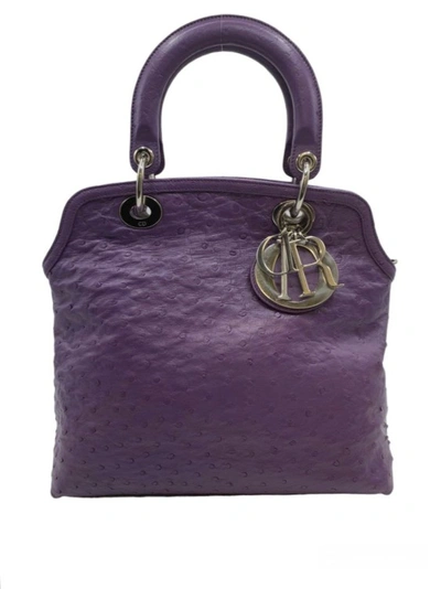 Dior Granville Purple Ostrich In Grey