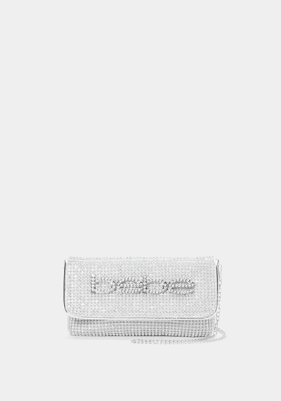 Bebe Zaza Flap Clutch In Silver,white