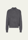 Prada Kaschmirpullover Mit Poloshirtkragen In Grigio