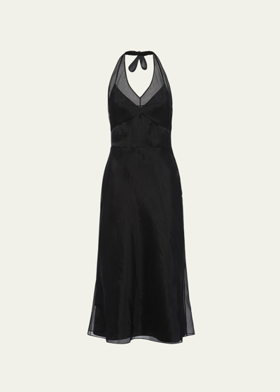 Prada Re-edition 1995 Organza Halterneck Dress In Black