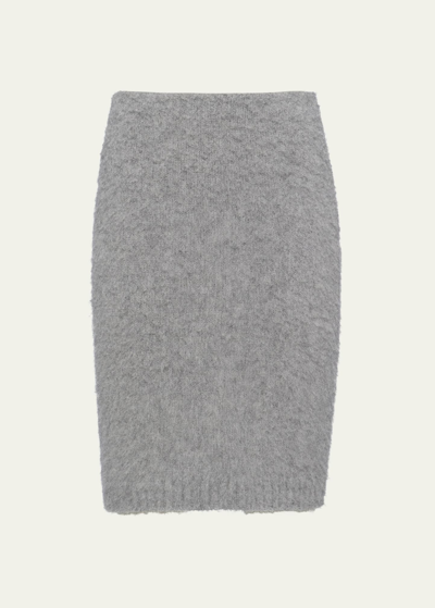 Prada Cashmere Knitted Skirt In F0031 Grigio