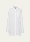 Prada Poplin Button Down Mini Dress In F0009 Bianco