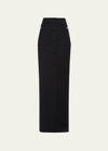 Prada Crystal-button Wool Maxi Skirt In F0002 Nero