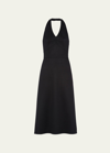 PRADA HALTER DOUBLE CASHMERE FLARED MIDI DRESS