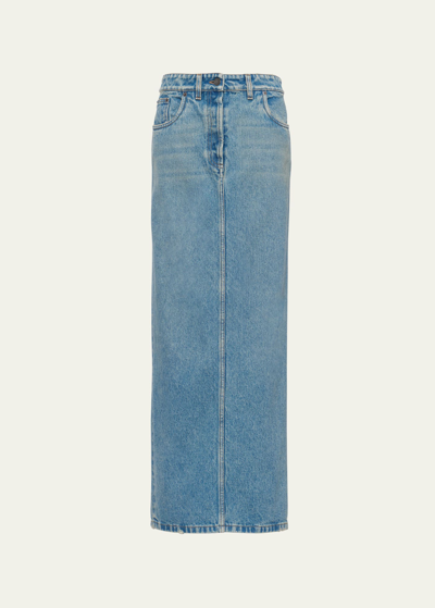 PRADA LONG DENIM WASHED SKIRT