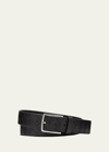 Bottega Veneta Men's Cintura Intrecciato Leather Belt In Fondant-silver