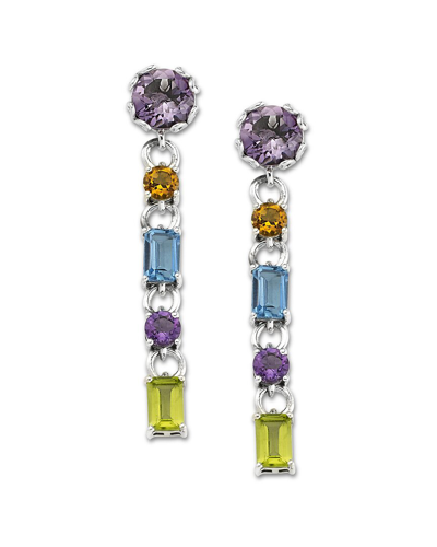 Samuel B. Silver 7.49 Ct. Tw. Gemstone Drop Earrings