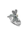 SAMUEL B. SAMUEL B. 18K & SILVER 0.43 CT. TW. WHITE TOPAZ BAMBOO DRAGONFLY RING