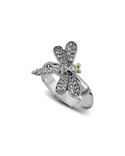 Samuel B. 18k & Silver 0.43 Ct. Tw. White Topaz Bamboo Dragonfly Ring