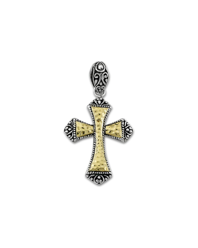 Samuel B. Hammered Cross Pendant In Silver And Gold