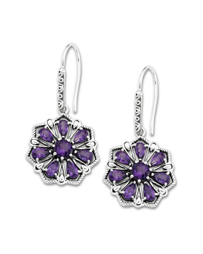 Samuel B. Silver 7.14 Ct. Tw. Sleeping Beauty Flower Earrings