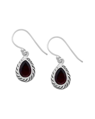 Samuel B. Silver Garnet Drop Earrings