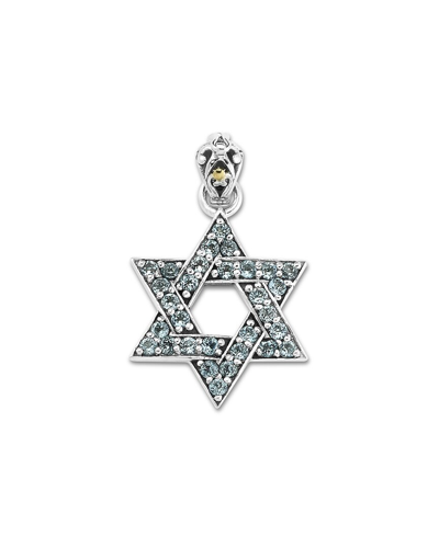 Samuel B. 18k & Silver 1.12 Ct. Tw. Blue Topaz Star Of David Pendant