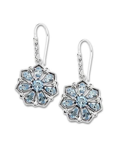 Samuel B. Silver 7.14 Ct. Tw. Blue Topaz Flower Earrings