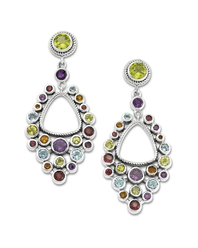 Samuel B. Silver 4.82 Ct. Tw. Gemstone Cluster Earrings